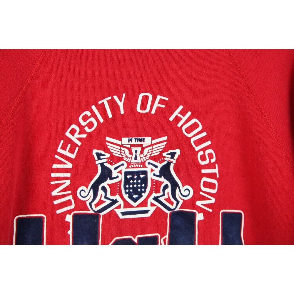 Vintage 60s 70s Artex University of Houston Flocked Sweatshirt Red S College - Picture 5 of 8